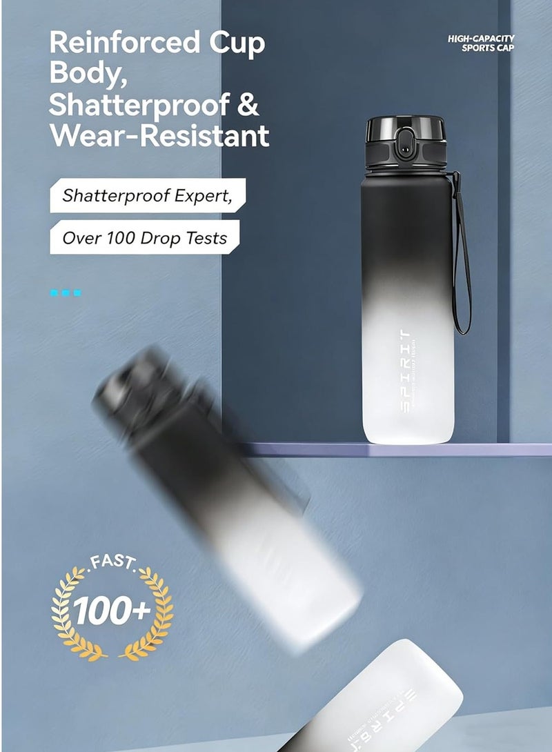 سبيريت زجاجات ماء، زجاجة ماء رياضية سعة 1000 مل، خالية من مادة BPA، فوهة عريضة مقاومة للتسرب، زجاجة شرب محمولة مثالية كهدية للنادي الرياضي والأنشطة الخارجية. - Image 4